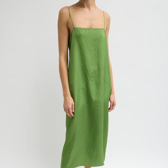 Tibi Summer Acetate Crinkle Slip Dress in Chartreuse - Size 2 - LIKE NEW - Picture 1 of 8